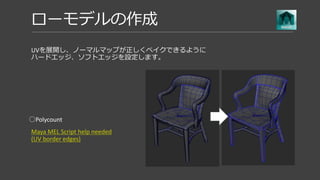 FBXで書き出すとUVが元に戻る問題
FBXで書き出す前にローモデルに四角化をかけておくことで
解決。
三角化でもOK。
 