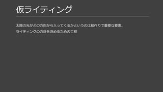 ライティングの参考
Directional LightとSky Lightを配置。
 