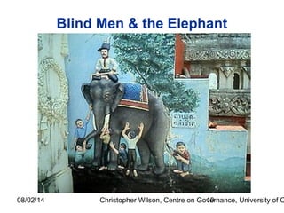 08/02/14 Christopher Wilson, Centre on Governance, University of O10
Blind Men & the Elephant
 