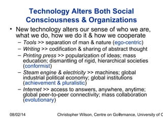 08/02/14 Christopher Wilson, Centre on Governance, University of O7
Technology Alters Both Social
Consciousness & Organiza...