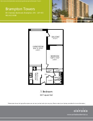 Brampton Towers By Oxford Residential One Bedroom Apartment