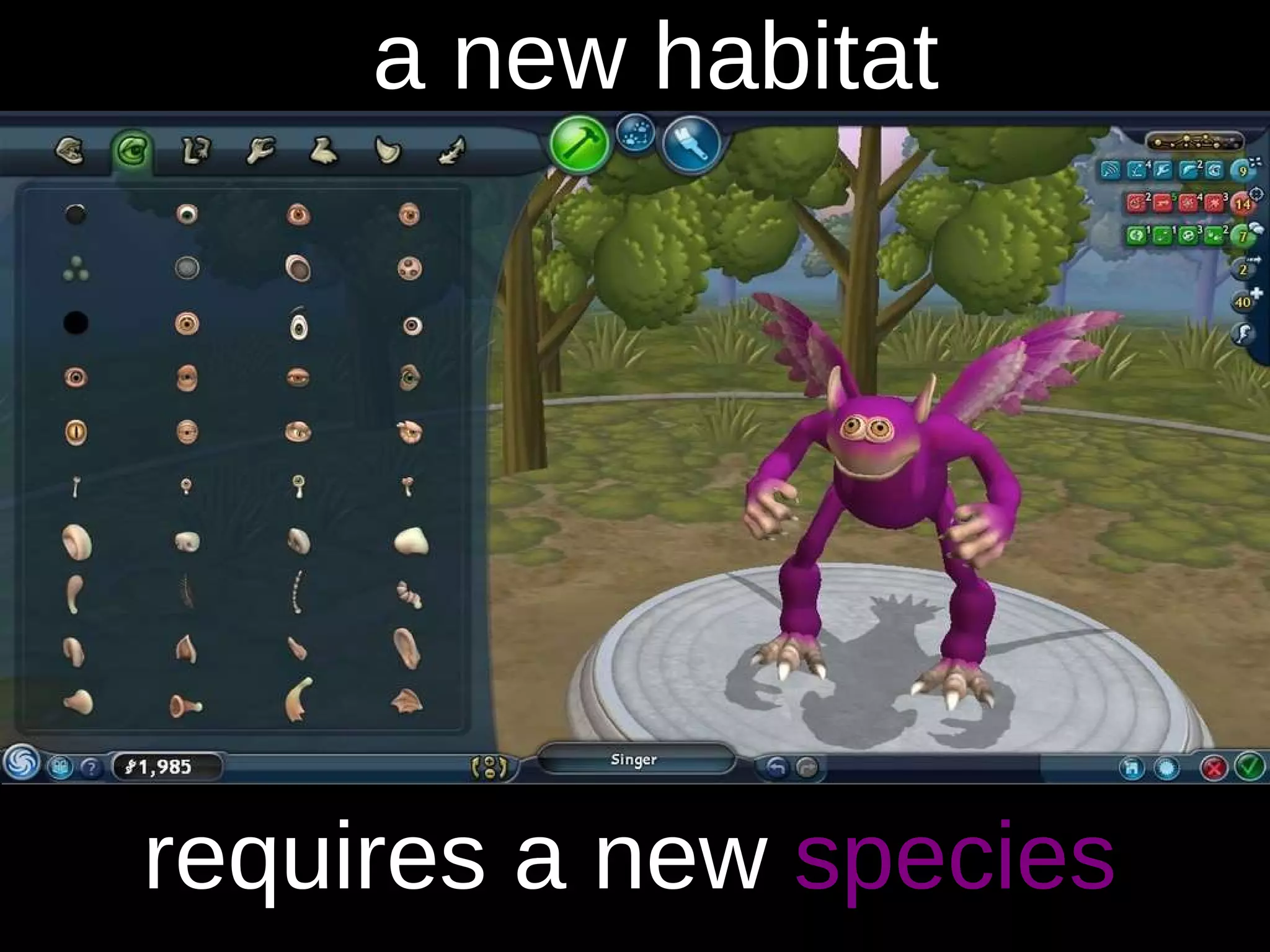   a new habitat requires a new   species 