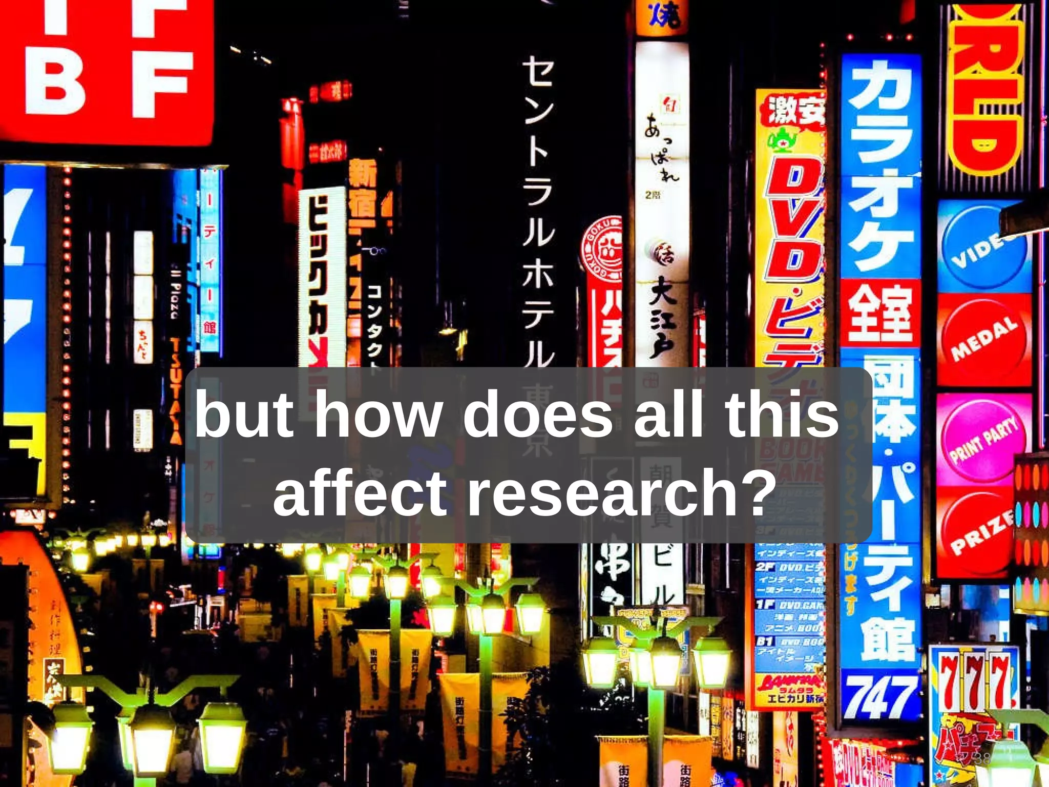 but how does all this  affect research? 