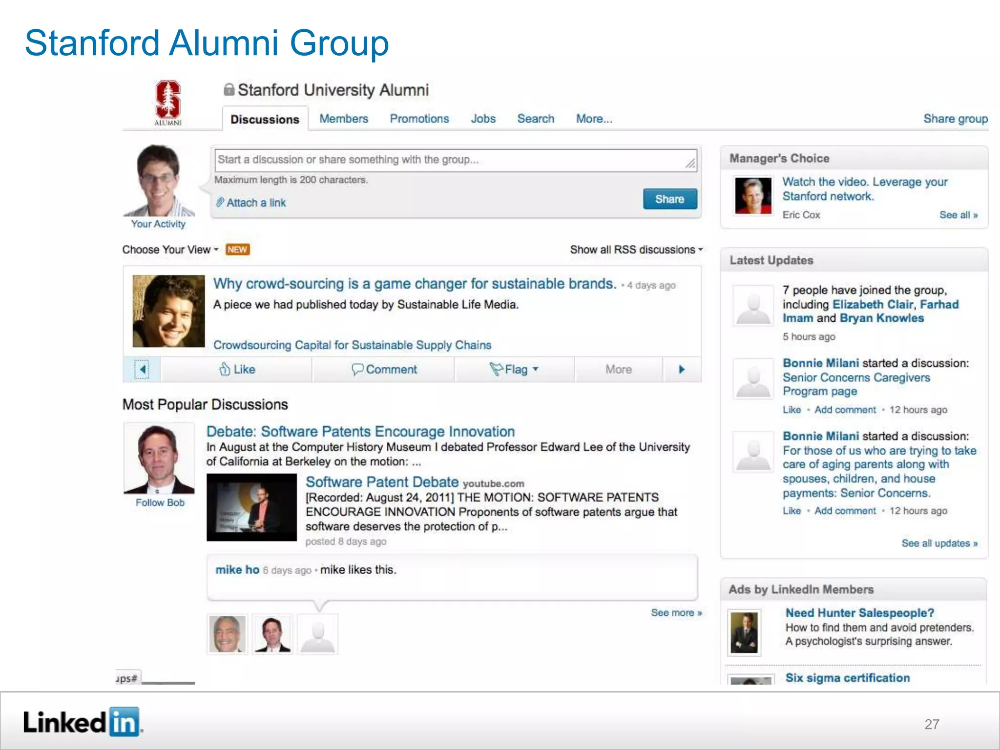 Stanford Alumni Group




                        27
 