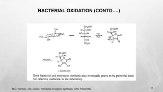 BACTERIAL OXIDATION (CONTD….)
R.O. Norman, J.M. Coxon, Principles of organic synthesis, CRC Press1993. 3
 