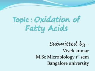 Submitted by-
Vivek kumar
M.Sc Microbiology 1st sem
Bangalore university
 