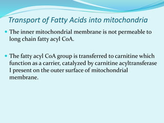 Oxidation of fatty acids | PPTX