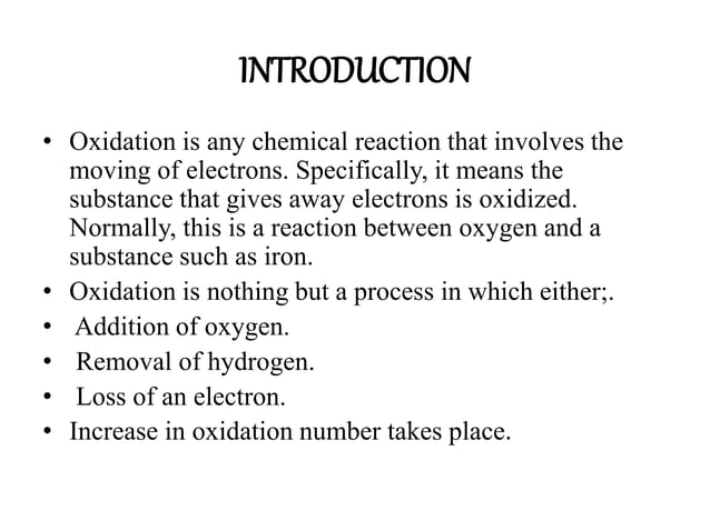Oxidation Ppt Oxidation Ppt