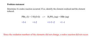 Oxidation Problem Examples Oxidation reactions | PPTX