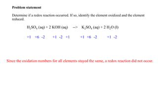 Oxidation Problem Example Oxidation reactions | PPTX