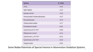 Some Redox Potentials of Special Interest in Mammalian Oxidation Systems
8
 