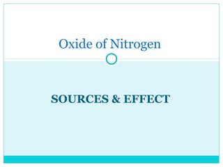 Oxide of Nitrogen



SOURCES & EFFECT
 