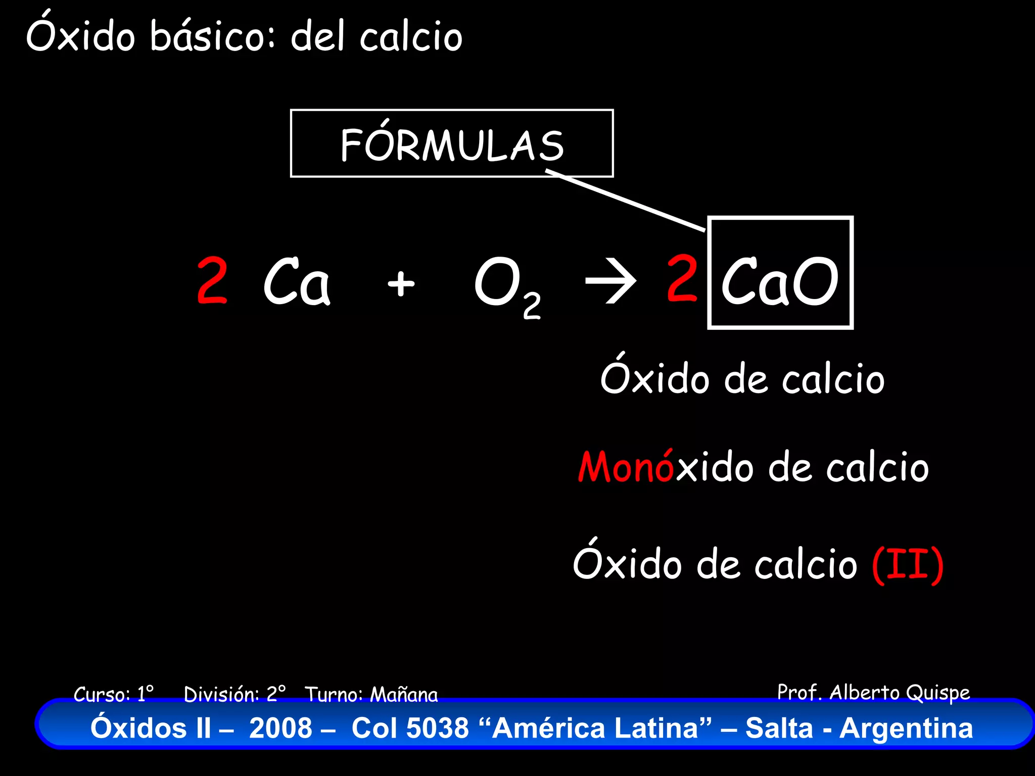 Oxido de Calcio | PPT | Chemistry | Science