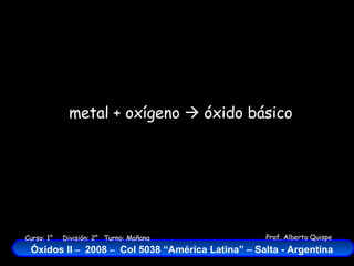metal + oxígeno    óxido básico 