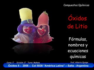 Compuestos Químicos Óxidos de Litio Fórmulas, nombres y ecuaciones químicas 