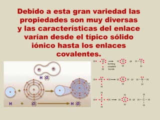 Debido a esta gran variedad las propiedades son muy diversas y las características del enlace varían desde el típico sólido iónico hasta los enlaces covalentes.