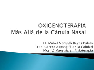 Ft. Mabel Margoth Reyes Pulido
Esp. Gerencia Integral de la Calidad
Mcs (c) Maestría en Fisioterapia
 