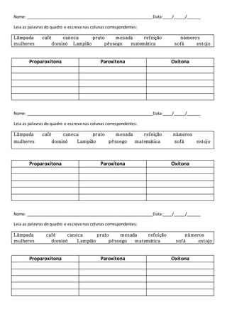 Oxitona paroxitona ... trabalho | DOCX