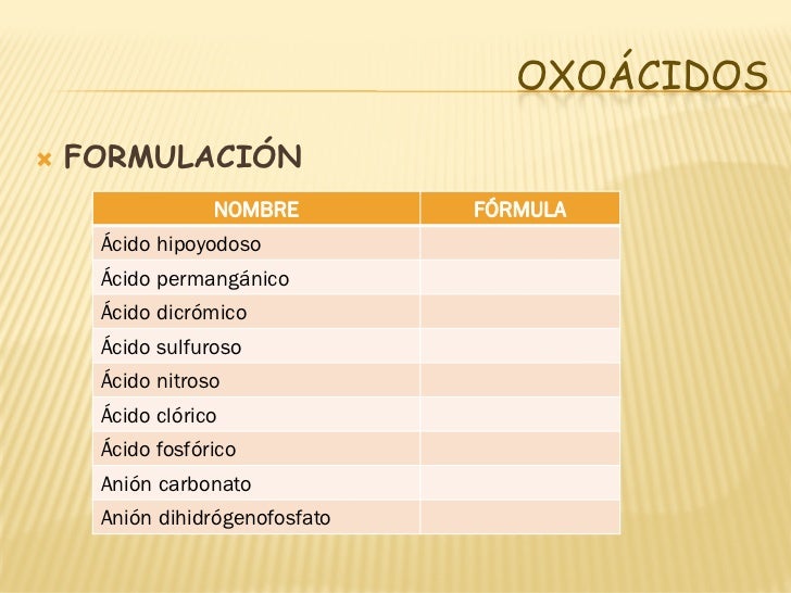 OXOACIDOS Y OXOSALES