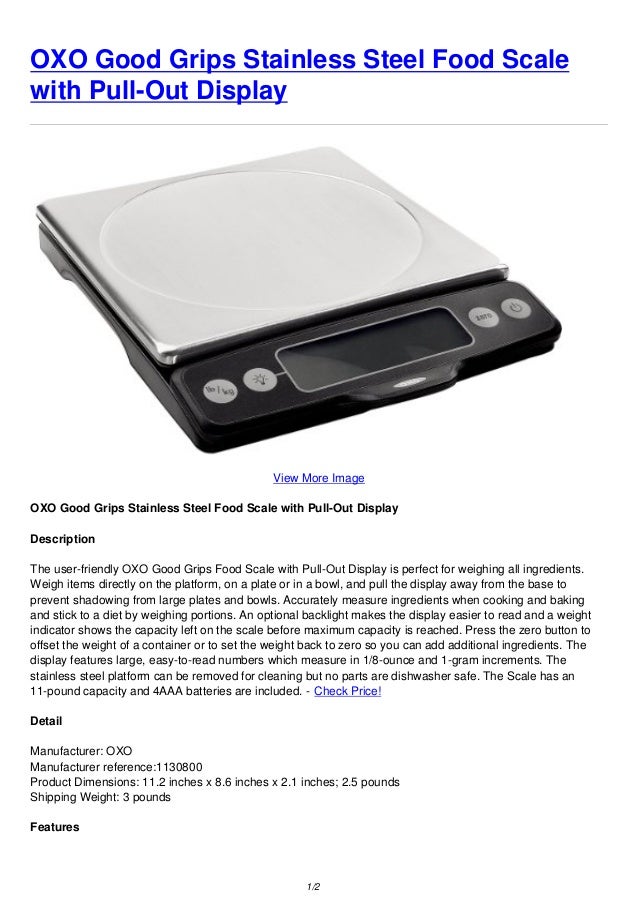 Oxo good grips stainless steel food scale with pull out display