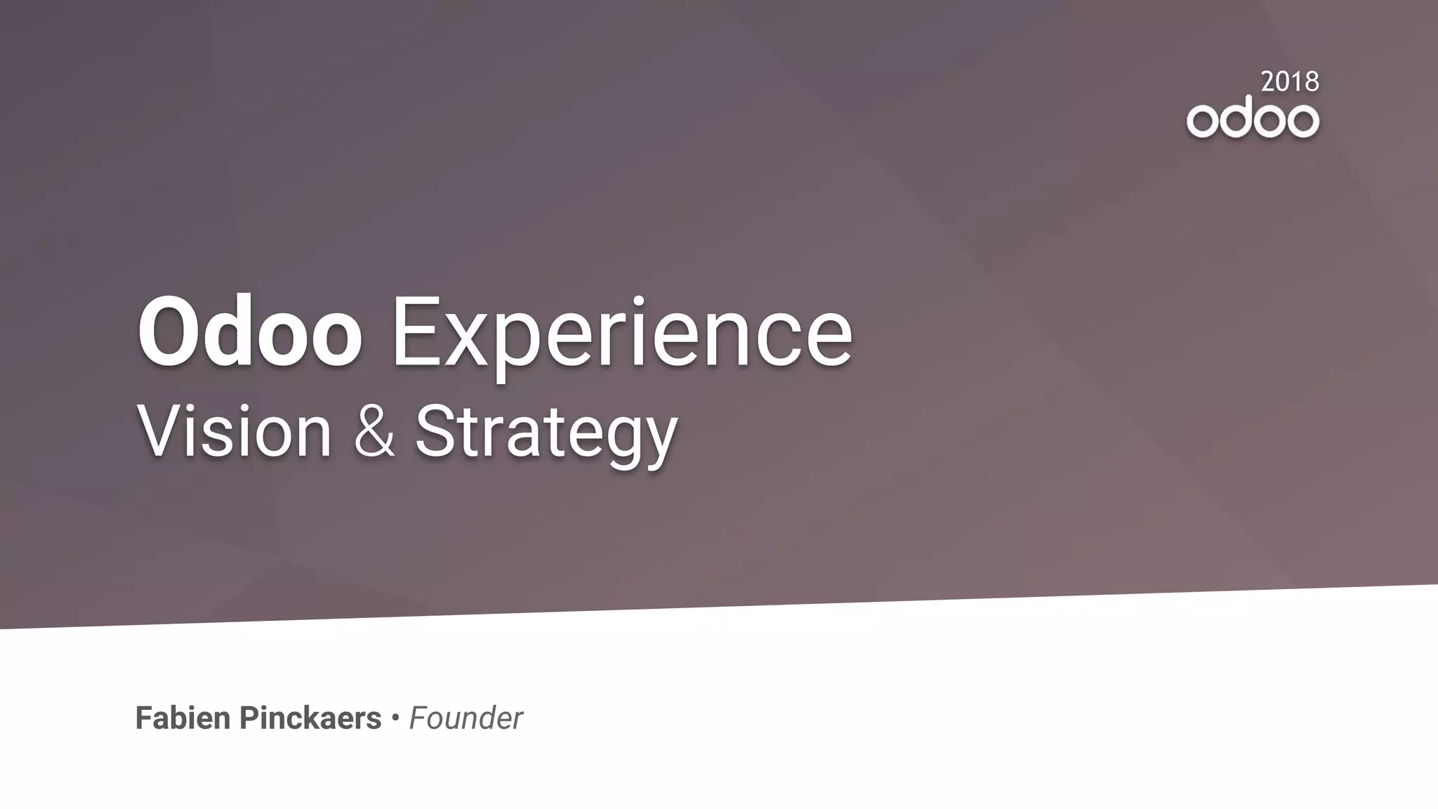 2018
Odoo Experience
Vision Strategy
Fabien Pinckaers • Founder
 