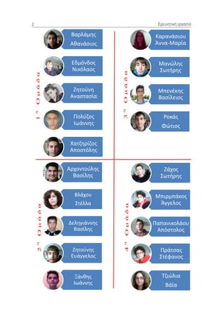 2                  Ερεσνηηική εργαζία

     Βαρλάμθσ     Καρανάςιου
     Ακανάςιοσ    Άννα-Μαρία


     Εδμόνδοσ      Μανώλθσ
     Νικόλαοσ      ΢ωτιρθσ


      Ζθτοφνθ      Μπενζκθσ
     Αναςταςία     Βαςίλειοσ


      Πολφηοσ         Ροκάσ
      Ιωάννθσ       Φώτιοσ

     Χατηθρίηοσ
     Αποςτόλθσ


    Αρχοντοφλθσ      Ζάχοσ
      Βαςίλθσ       ΢ωτιρθσ


      Βλάχου      Μπιρμπάκοσ
      ΢τζλλα       Άγγελοσ


    Δελθγιάννθσ   Παπανικολάου
      Βαςίλθσ      Απόςτολοσ


      Ζθτοφνθσ      Πράτςασ
     Ευάγγελοσ      ΢τζφανοσ


       Ξάνκθσ        Σηιώλια
      Ιωάννθσ         Βάϊα
 