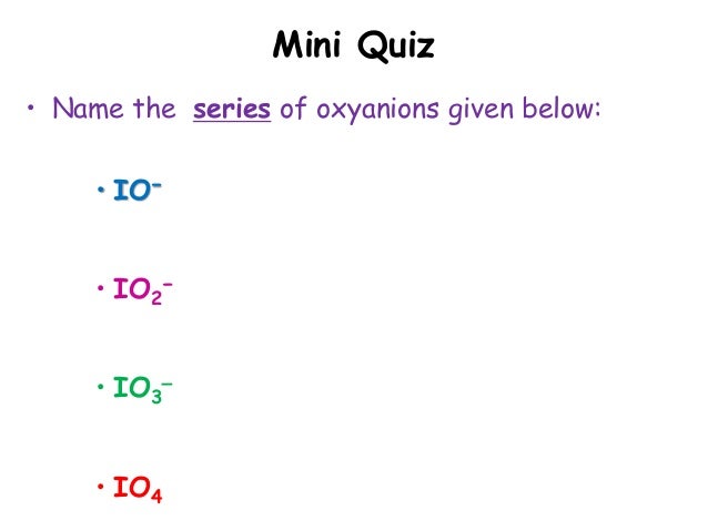 Oxyanion Nomenclature