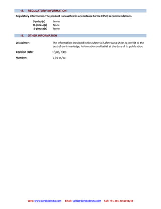 Oxygen Absorbers MSDS | PDF
