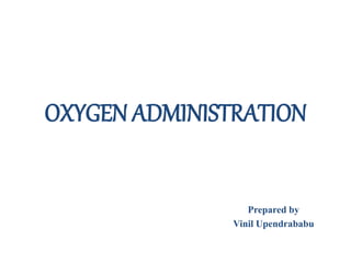OXYGEN ADMINISTRATION
Prepared by
Vinil Upendrababu
 