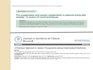 Oxygenation – Peri intubation, Apnoeic, THRIVE - Copy.pptx
