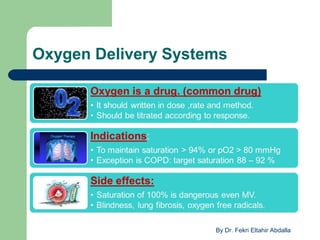 Oxygen Delivery Systems
By Dr. Fekri Eltahir Abdalla
 