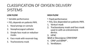 Fio2 Device Types OXYGEN DELIVERY DEVICES used in anaesthesia Nadu critical care | PPTX