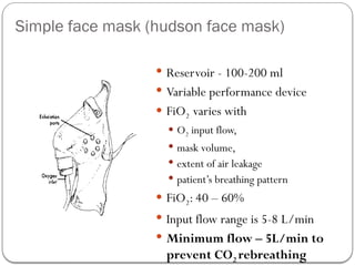 OXYGEN DELIVERY DEVICES seen in anaesthesia | PPTX