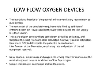 Low Flow Fio2 Oxygen delivery system of human body .pptx