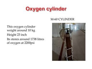 MM-60 CYLINDER
This oxygen cylinder
weight around 10 kg
Height 23 inch
Its stores around 1738 litres
of oxygen at 2200psi
 