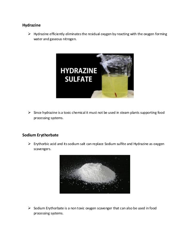 Oxygen scavenger chemicals for boiler feed water