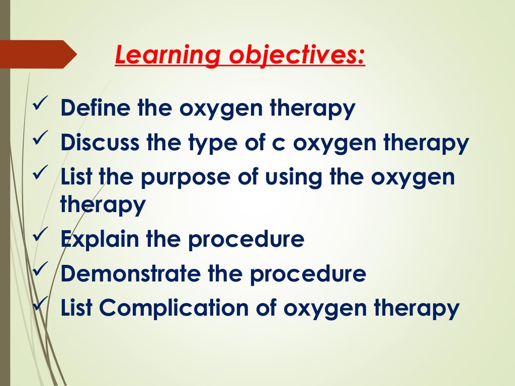 Oxygen therapy