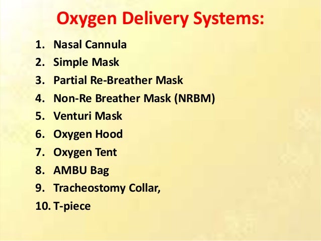 Oxygen therapy. methods of oxygenation