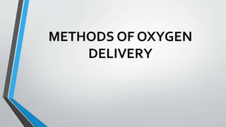METHODS OF OXYGEN
DELIVERY
 