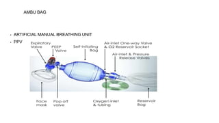AMBU BAG
▪ ARTIFICIAL MANUAL BREATHING UNIT
▪ PPV
 