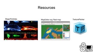Resources
MapEditor.org.Tiled mapMagicParticles TexturePacker
 