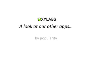 A look at our other apps… by popularity 