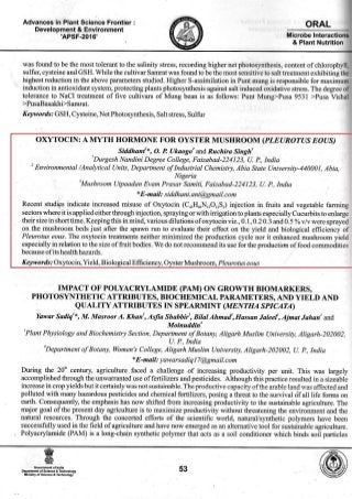 Oxytocin a myth hormone for oyster mushroom (Pleurotus eous)