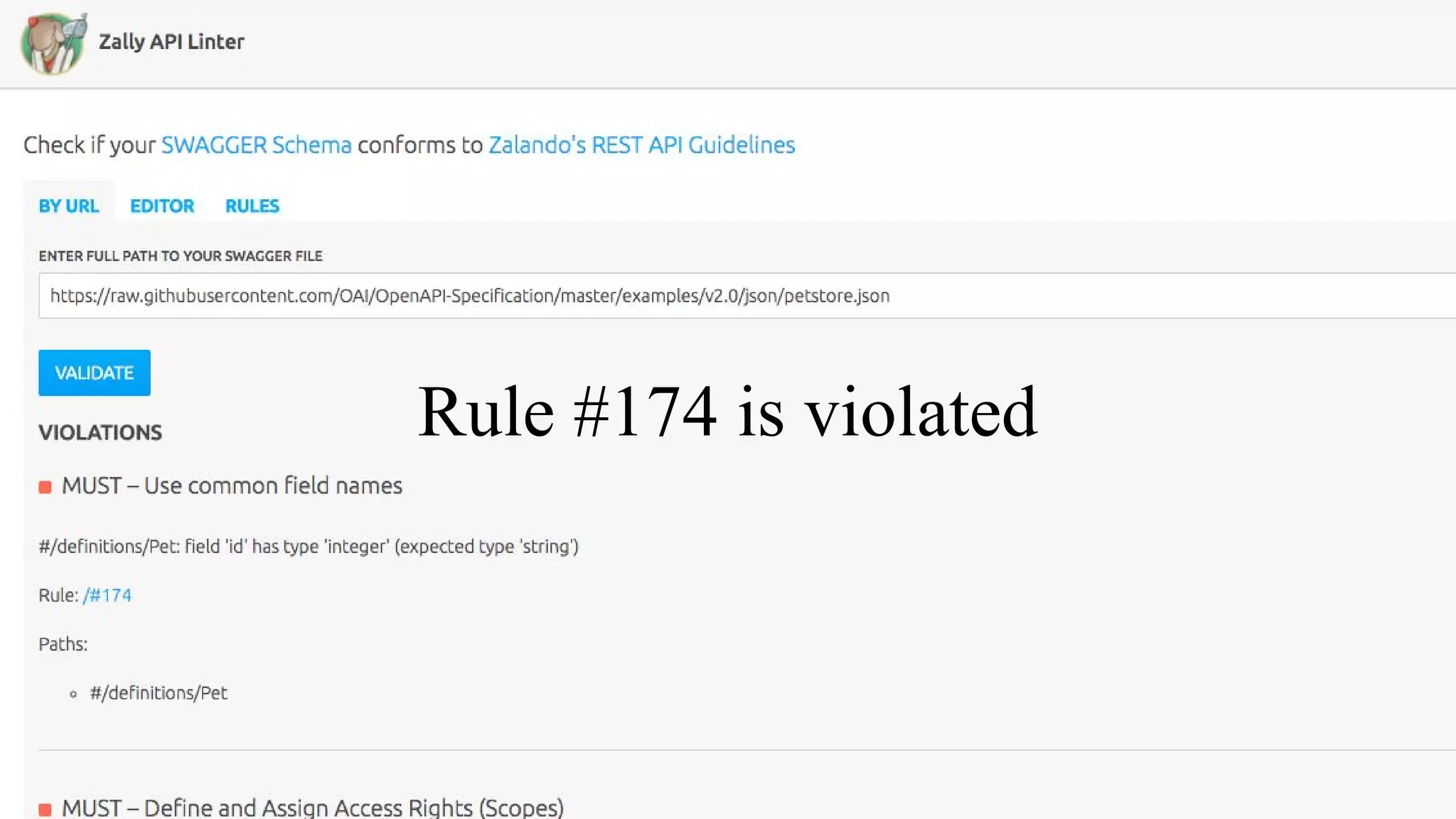 Rule #174 is violated
 