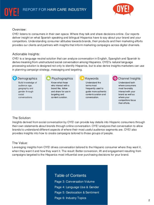 Oye Hair Care Industry Hispanic Consumer Analysis Report
