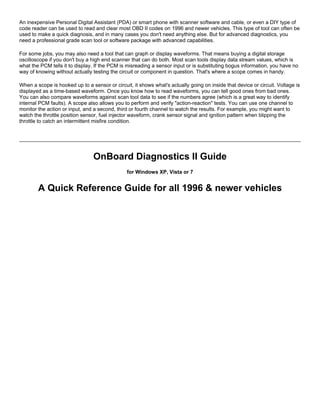 On board diagnostic ii (obd ii) | PDF