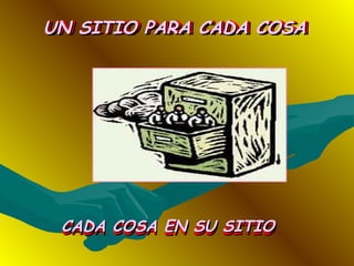 UN SITIO PARA CADA COSAUN SITIO PARA CADA COSA
CADA COSA EN SU SITIOCADA COSA EN SU SITIO
UN SITIO PARA CADA COSAUN SITIO PARA CADA COSA
CADA COSA EN SU SITIOCADA COSA EN SU SITIO
 
