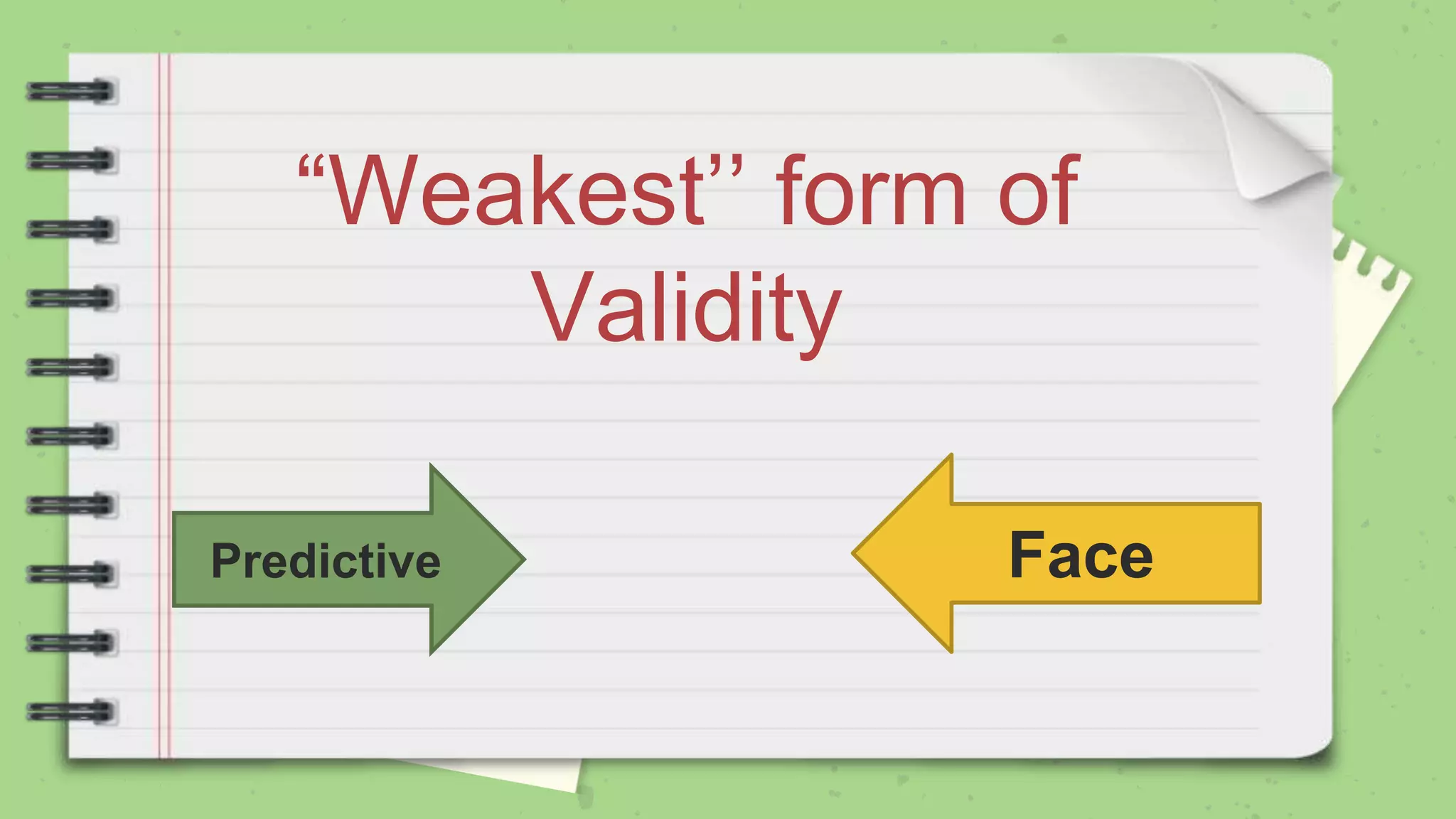 “Weakest’’ form of
Validity
Predictive Face
 