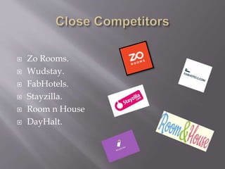  Zo Rooms.
 Wudstay.
 FabHotels.
 Stayzilla.
 Room n House
 DayHalt.
 