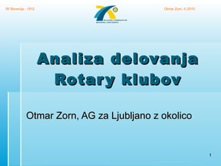 Analiza delovanja Rotary klubov Otmar Zorn, AG za Ljubljano z okolico RI Slovenija - 1912 Otmar Zorn, II./2010 